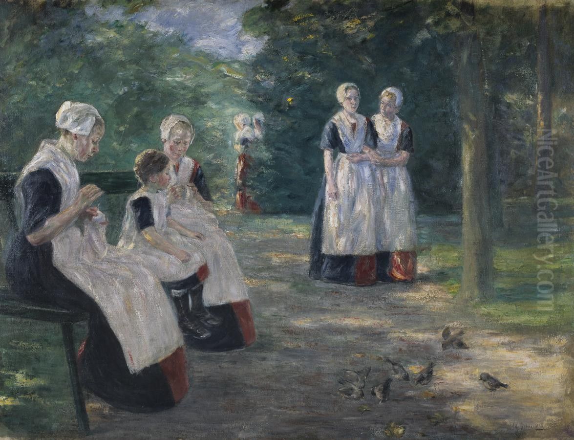 Der Garten des stadtischen Waisenhauses in Amsterdam Oil Painting by Max Liebermann