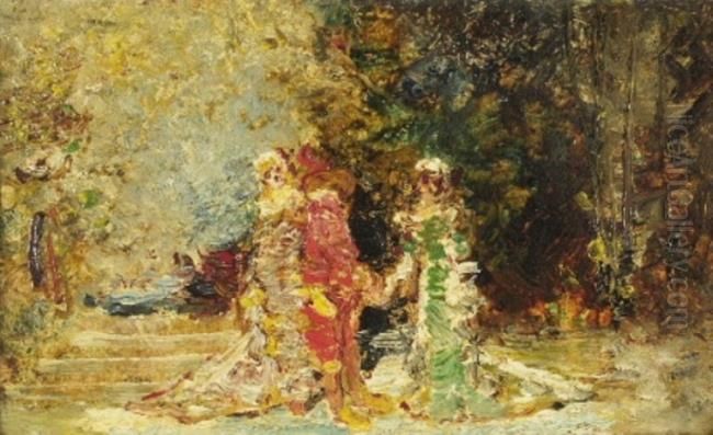 Park scene Oil Painting by Adolphe Joseph Thomas Monticelli
