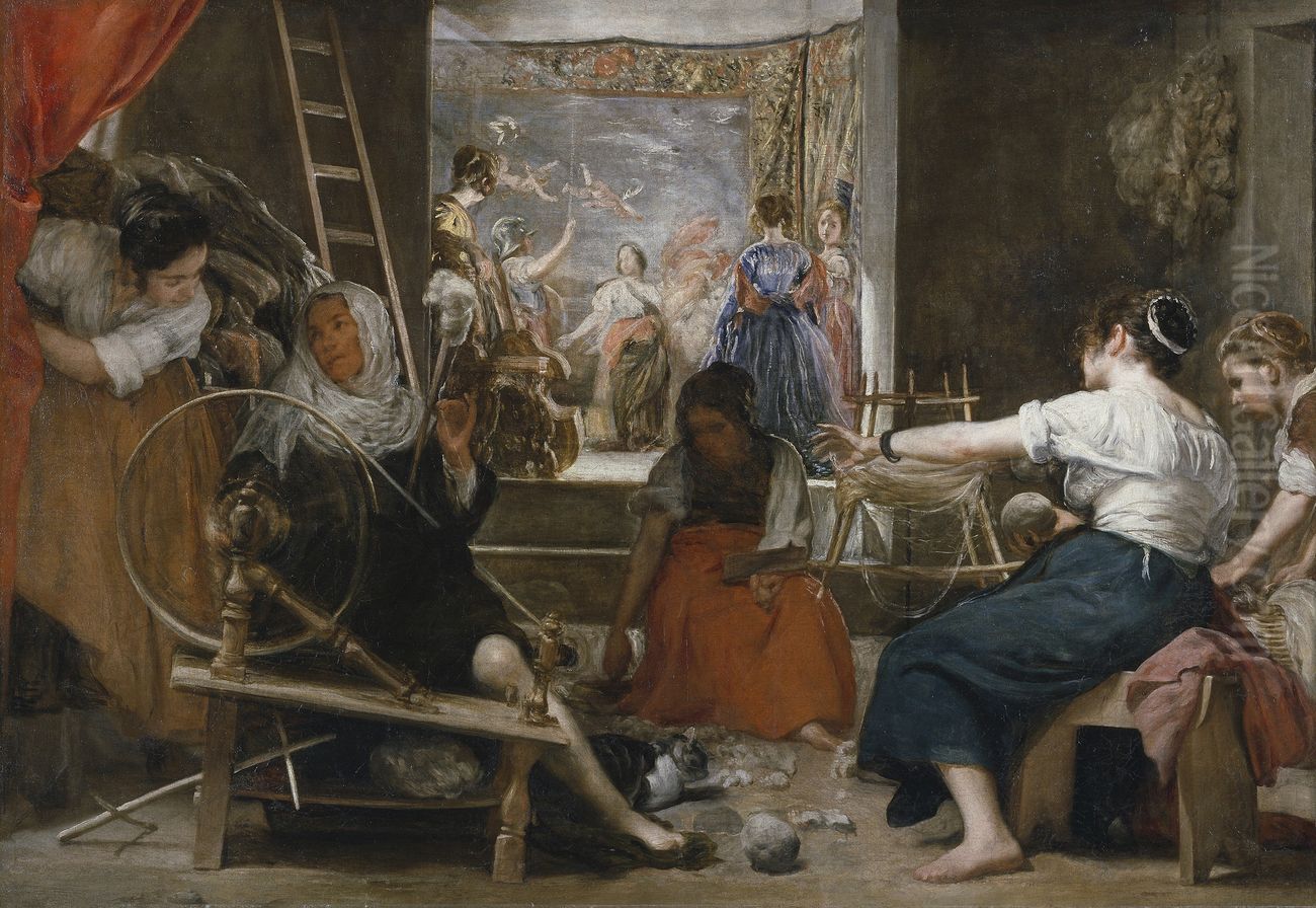 Las Hilanderas Oil Painting by Diego Rodriguez de Silva y Velazquez