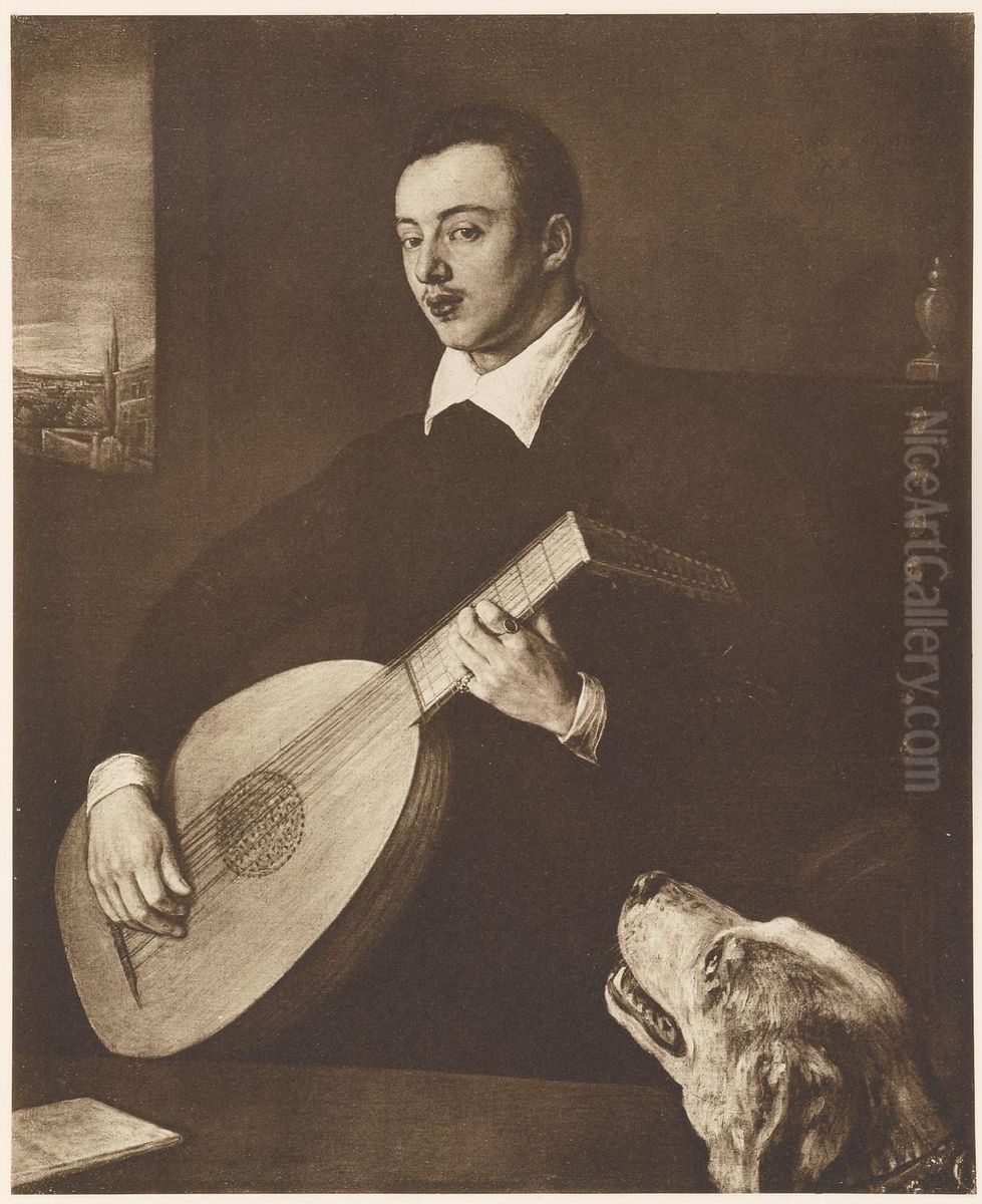 Portrait of a Luteplayer Oil Painting by Leandro Bassano