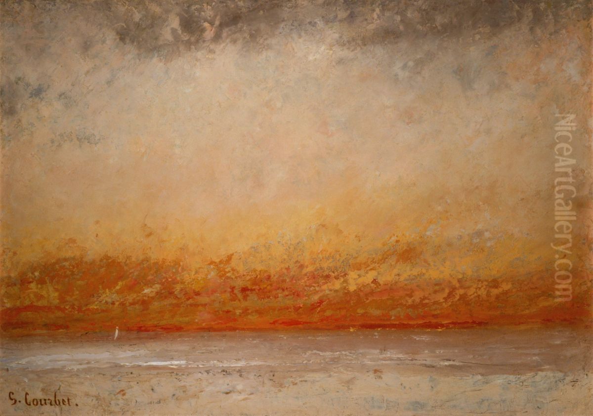 Sunset Marine Oil Painting by Gustave Courbet