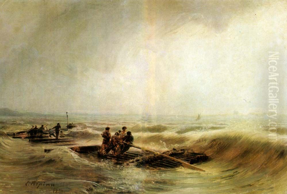 Storm on the Volga Oil Painting by Repin Iliya