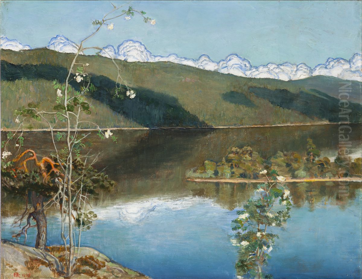 Ukkospilvia taivaanrannalla Oil Painting by Akseli Valdemar Gallen-Kallela