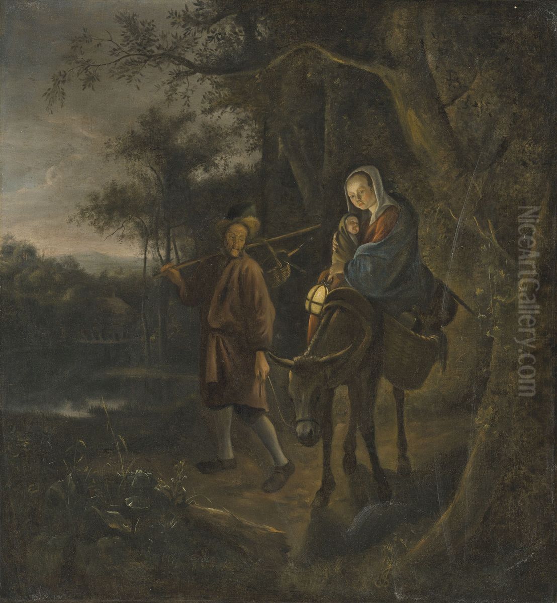 De vlucht naar Egypte Oil Painting by Jan Steen