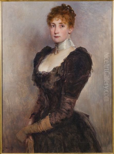 Portrait of Mathilda Juliana Luby (1852-1926) Oil Painting by Gabriel Emile Edouard Nicolet