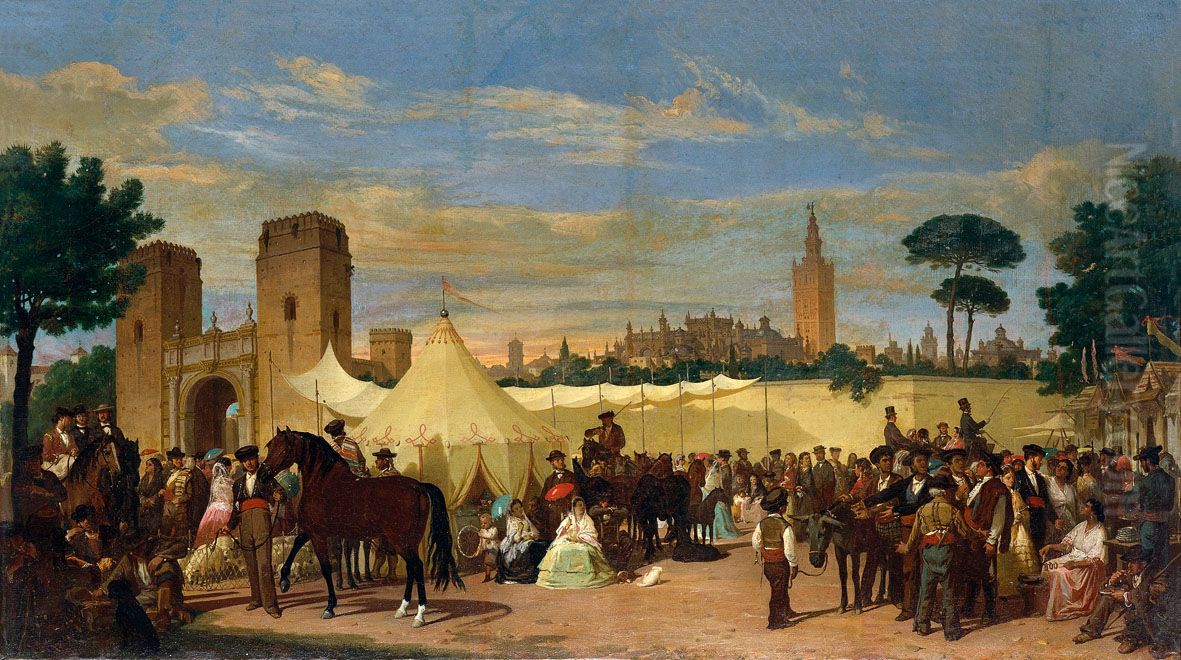 The Seville Fair Oil Painting by Joaquin Dominguez Becquer