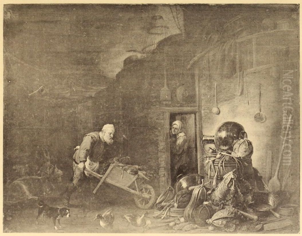 The Wheelbarrow Oil Painting by David Teniers the Younger