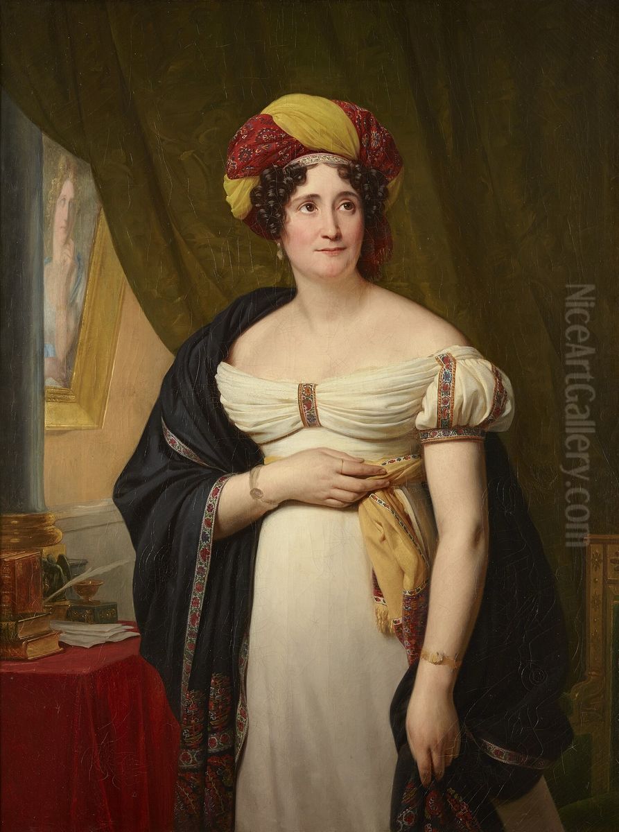 Sophie Gay (1776-1852), nee Nichalut de la Valette Oil Painting by Louis Hersent