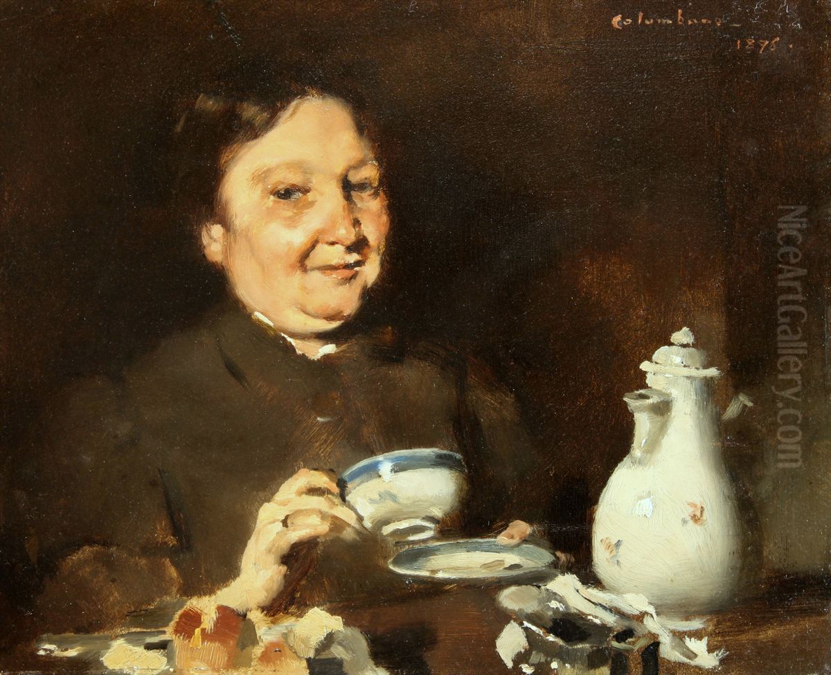 Five o'clock Tea Oil Painting by Columbano Bordalo Pinheiro