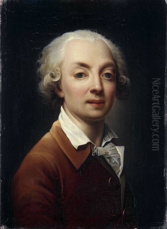 Portrait of Gagneraux by himself Oil Painting by Benigne Gagneraux
