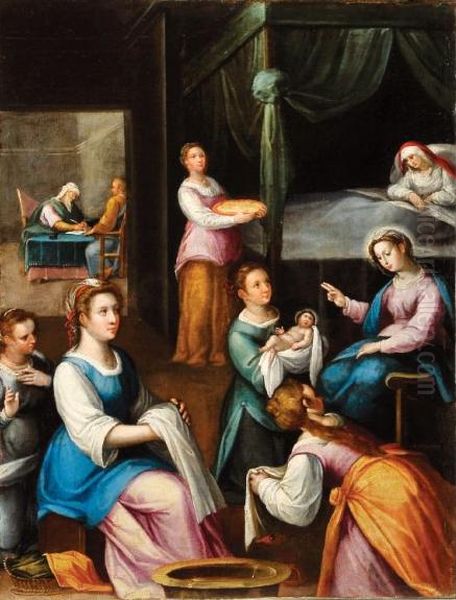 Nativity of John the Baptist Oil Painting by Simao Rodrigues