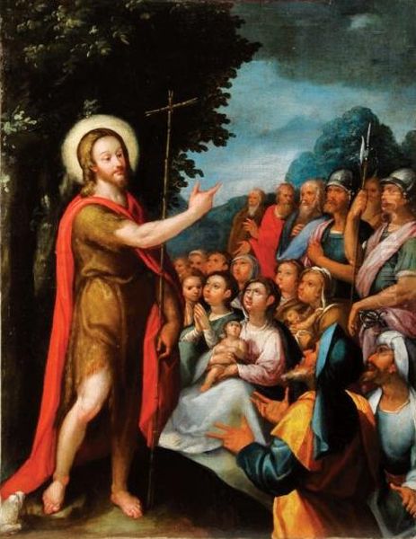 St. John the Baptist preaching Oil Painting by Simao Rodrigues