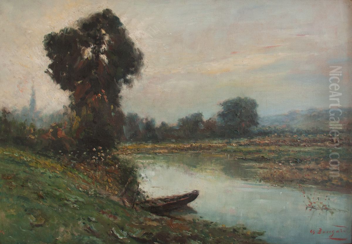 De molenvijvers te Genk , avondrust Oil Painting by Charles Bougard