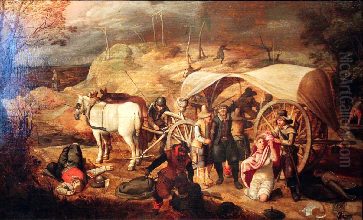 Marauding soldiers Oil Painting by Sebastiaen Vrancx