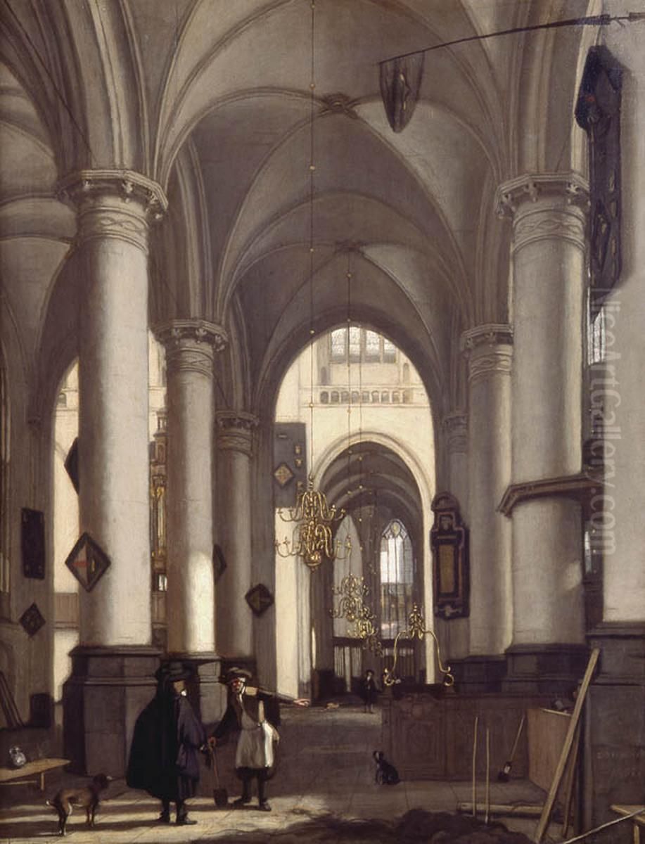 Interior of a Gothic Church Oil Painting by Emanuel de Witte