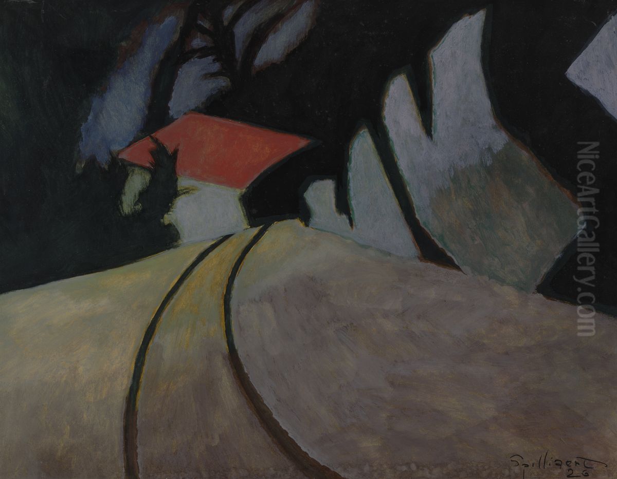 Landschap met rode dak Oil Painting by Leon Spilliaert