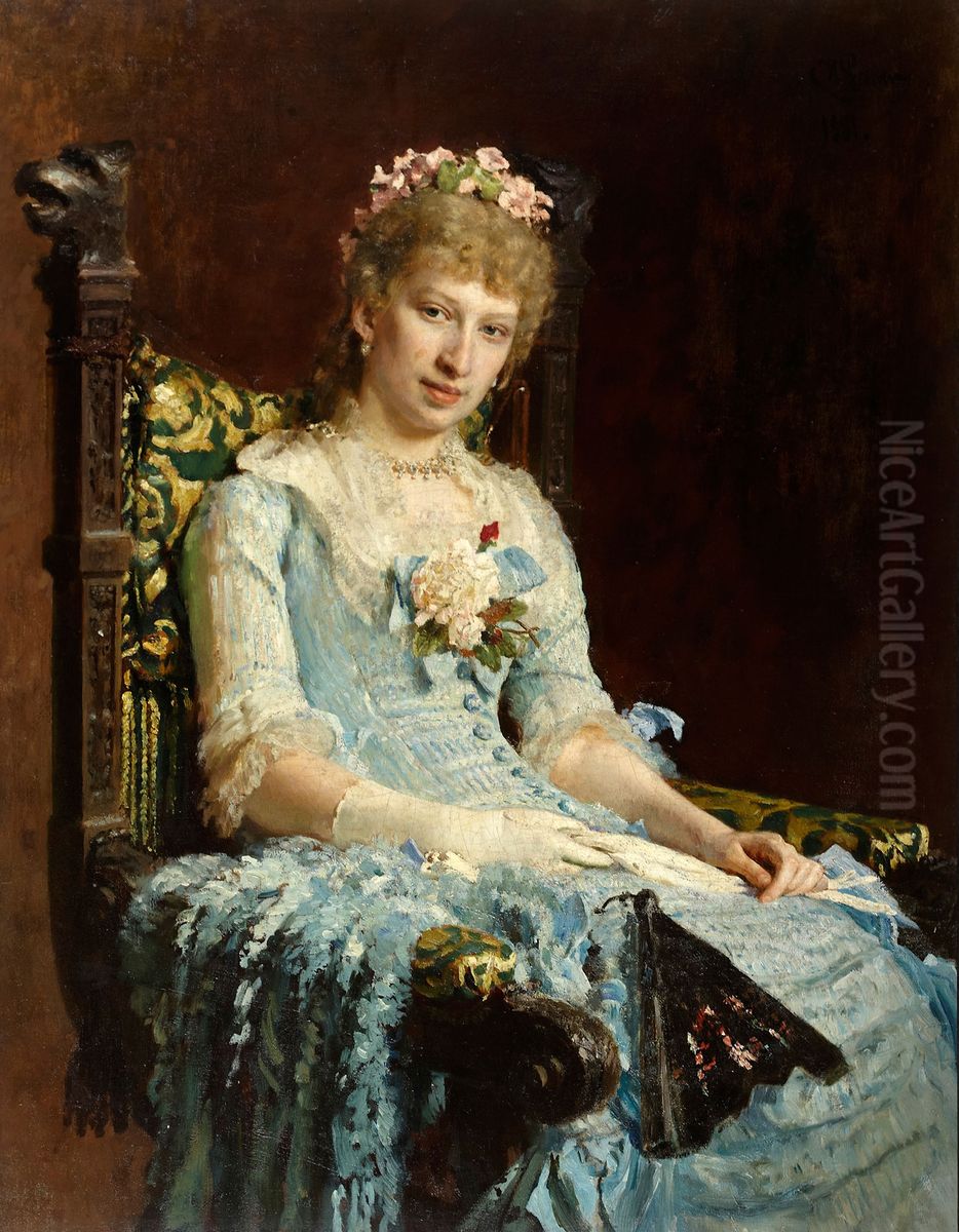 Zenskij portret (E.D. Botkina?) Oil Painting by Repin Iliya