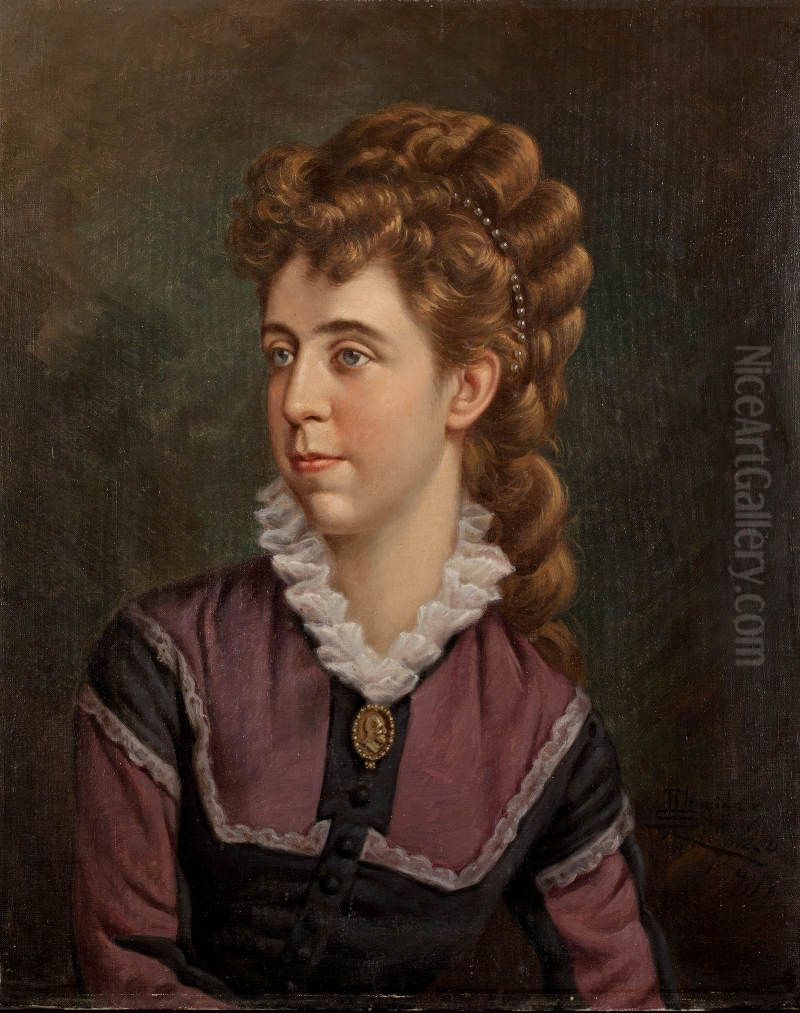 Retrato de D. Eugenia Candida da Silva Mendes Viseu Oil Painting by Jose De Almeida E Silva