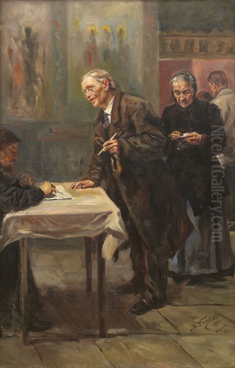 At the sexton Oil Painting by Vladimir Makovsky