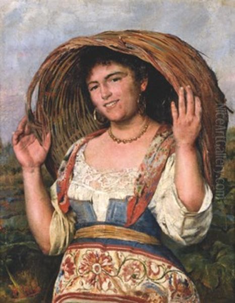 Contadina abruzzese Oil Painting by Pasquale Celommi