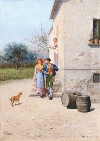 I fidanzati Oil Painting by Pasquale Celommi