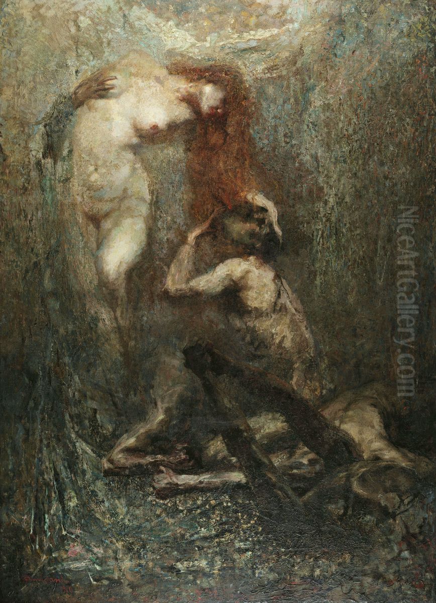 Tragic Alcove Oil Painting by Giuseppe Amisani