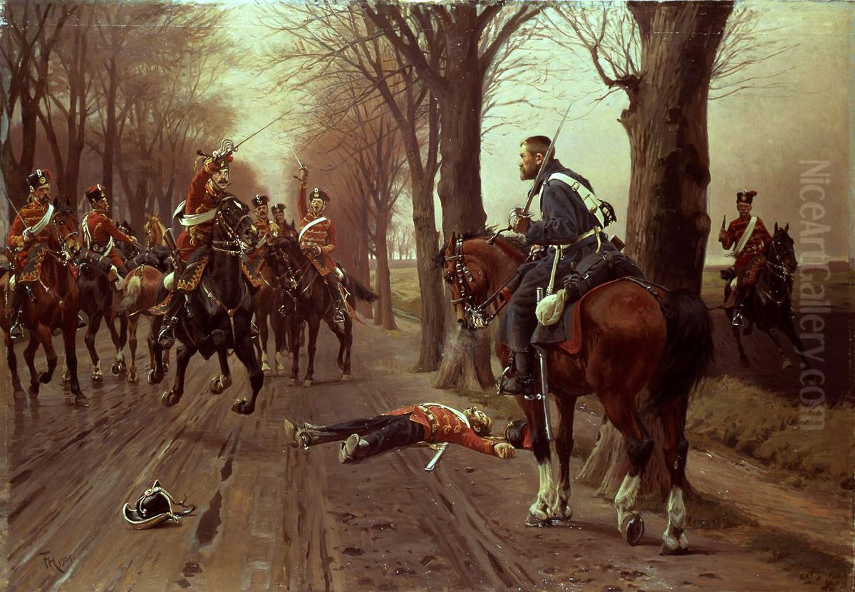 En helt frs 1864 Oil Painting by Frants Henningsen