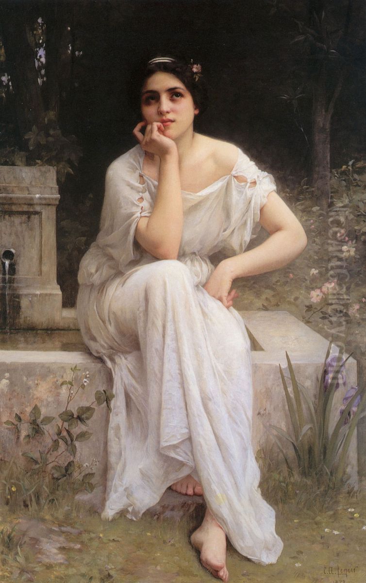 Meditation Oil Painting by Charles-Amable Lenoir