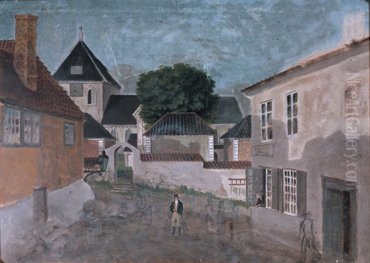 Var Frelsers kirke og Kirkeristen sett fra Lille Kirkebakke Oil Painting by Jacob Munch