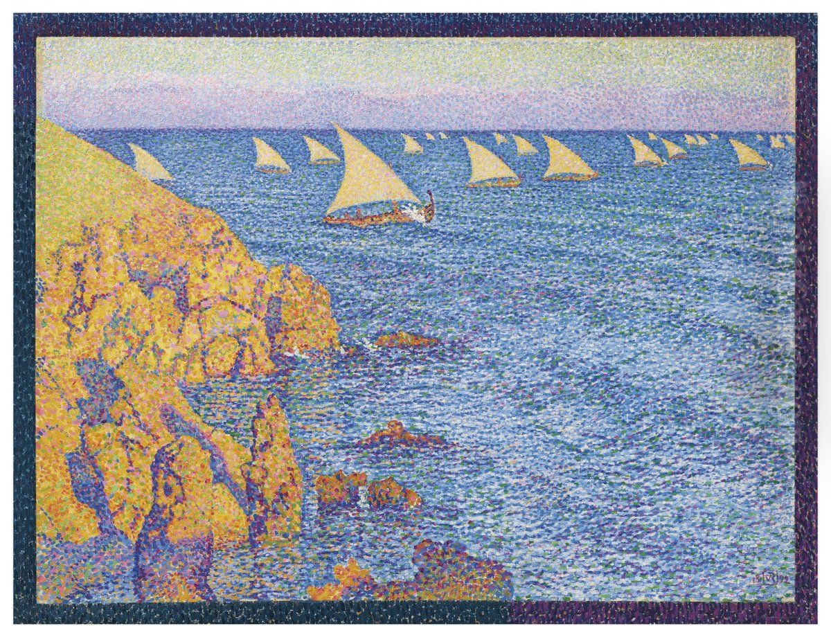 Fishing Boats in the Mediterranian Oil Painting by Theo van Rysselberghe