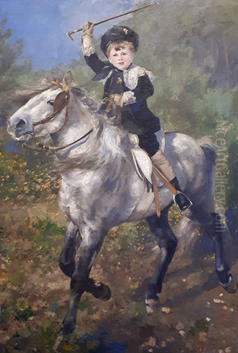 Au trot Oil Painting by Alfred Philippe Roll