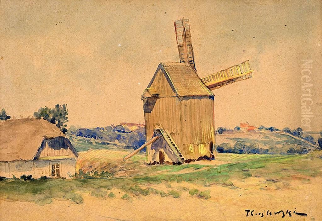 Krajobraz V Oil Painting by Tadeusz Cieslewski
