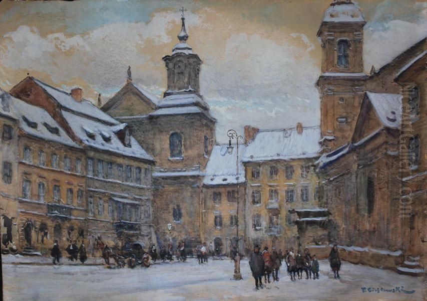 Stare Miasto Oil Painting by Tadeusz Cieslewski