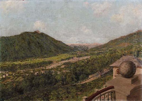 Veduta Della Val Vigezzo Verso Colma Dicraveggia Oil Painting by Giovanni Battista Ciolina