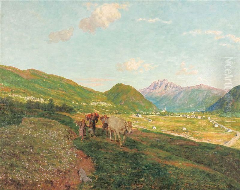 La Val Vigezzo Vista Dalla Casa Del Pittore Oil Painting by Giovanni Battista Ciolina