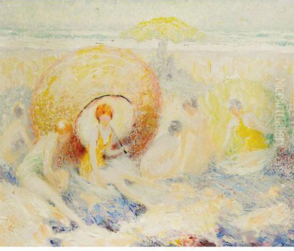 Six In The Sand Oil Painting by William Henry Clapp