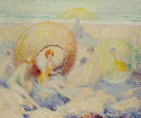 Six In The Sand Oil Painting by William Henry Clapp