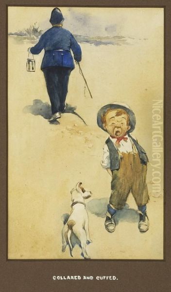 Collared And Cuffed. Unsigned. Oil Painting by Ellen H. Clapsaddle