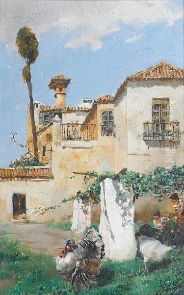 Tending The Animals Oil Painting by Salvador Clemente Y Perez