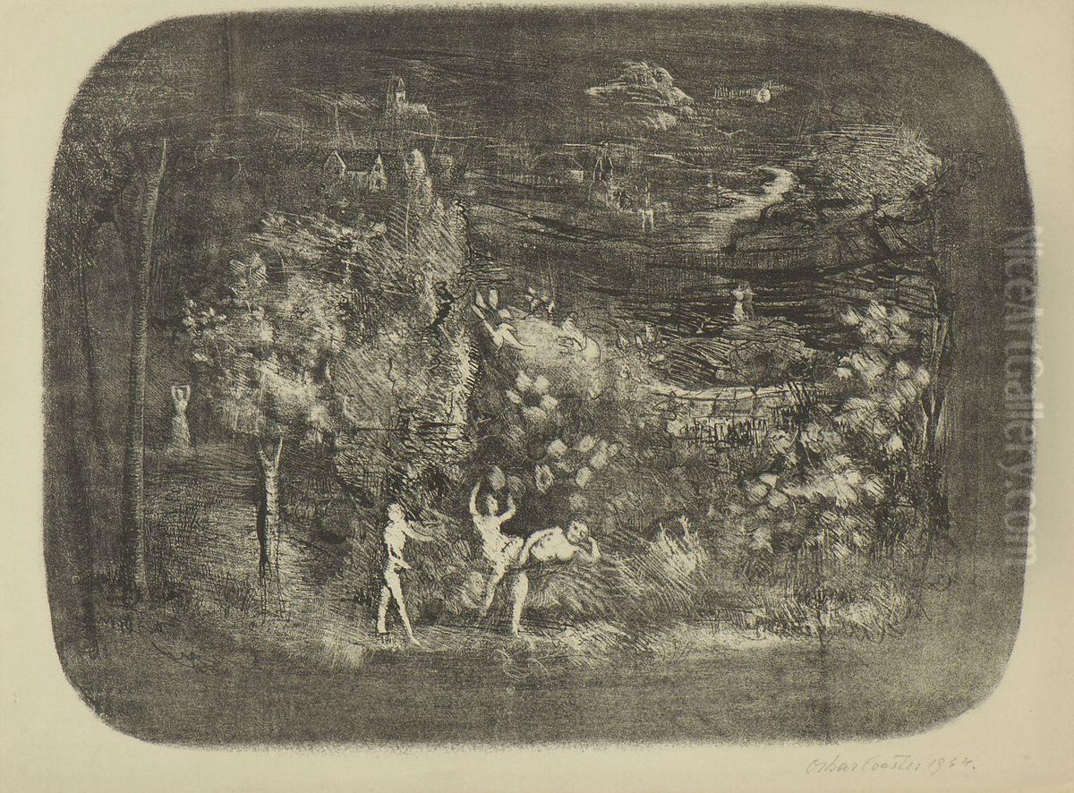 Nachtlicher Park Oil Painting by Oskar Coester