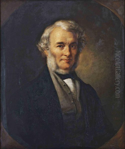 Portrait Of Richard Cobden, M.p. (1804-1865), Half-length, In A Black Coat And A Grey Waistcoat Oil Painting by Alexandre-Marie Colin