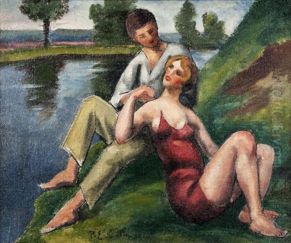 Au Bord De L'etang Oil Painting by Paul Emile Colin