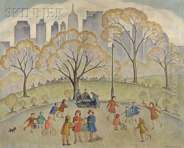 Central Park Oil Painting by Ethel Blanchard Collver