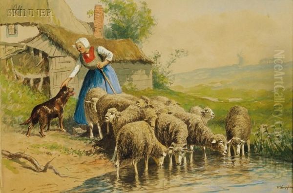 The Shepherdess Oil Painting by Thomas Raphael Congdon