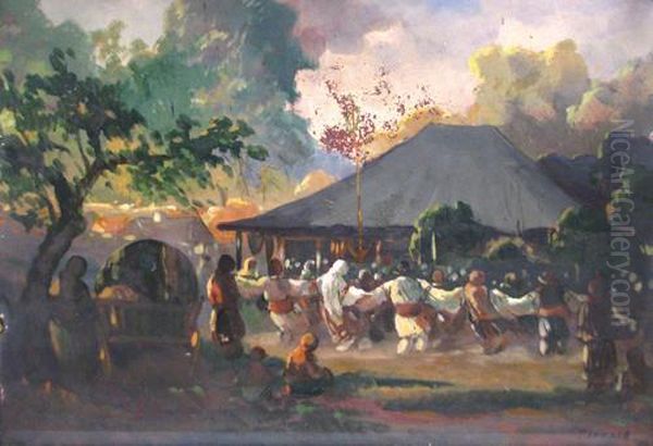 The Round Oil Painting by Pan Constanta