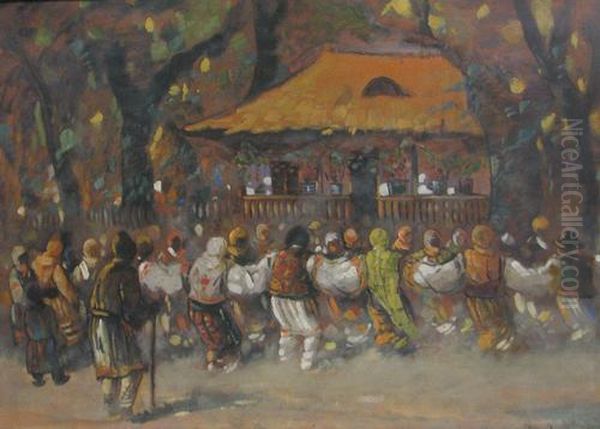 Round Dance Oil Painting by Pan Constanta