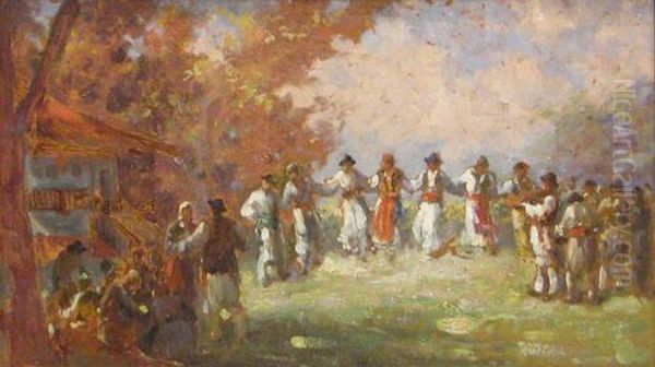 Round Dance Oil Painting by Pan Constanta