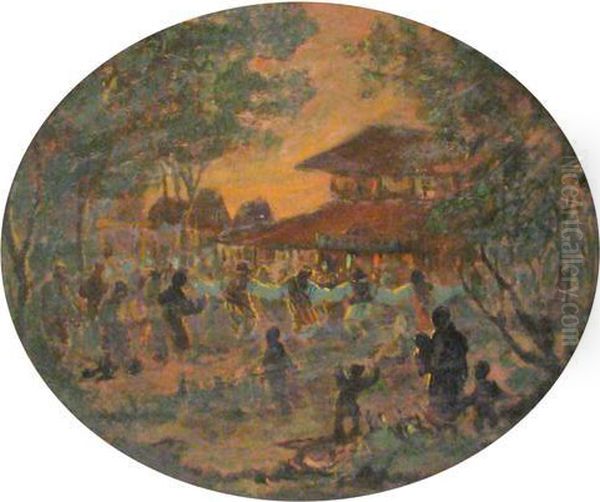 The Round Dance From The Pub Oil Painting by Pan Constanta
