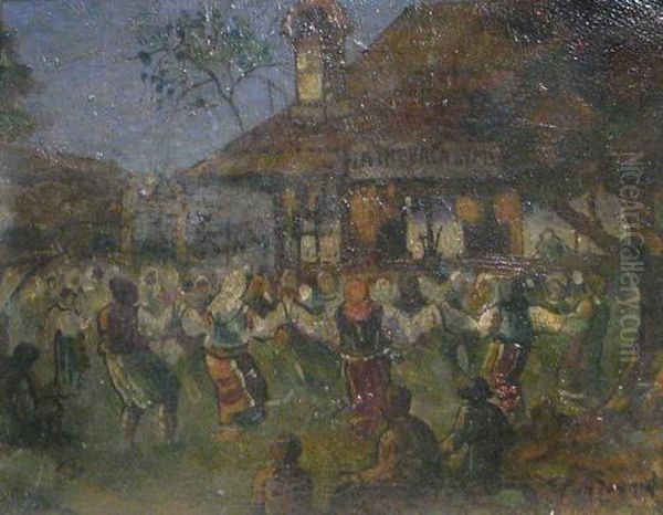 Round Dance Oil Painting by Pan Constanta