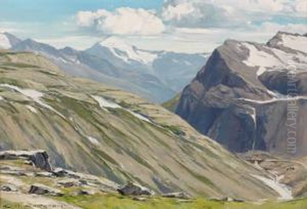 Col De L'iseran Oil Painting by Charles Henry Contencin